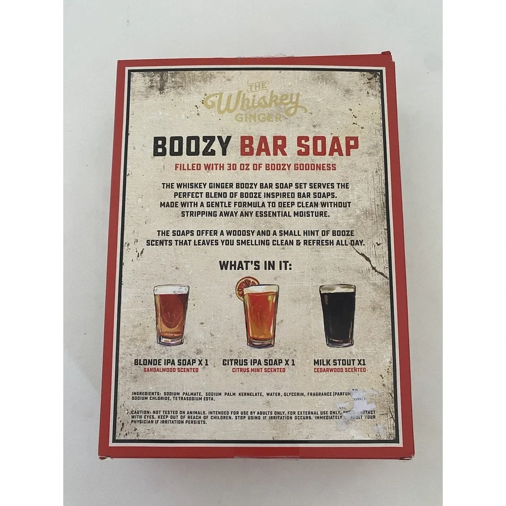 Whiskey Ginger Supply 3‎ Scented Bar Soaps Citrus Mint Cedarwood Sandalwood NEW